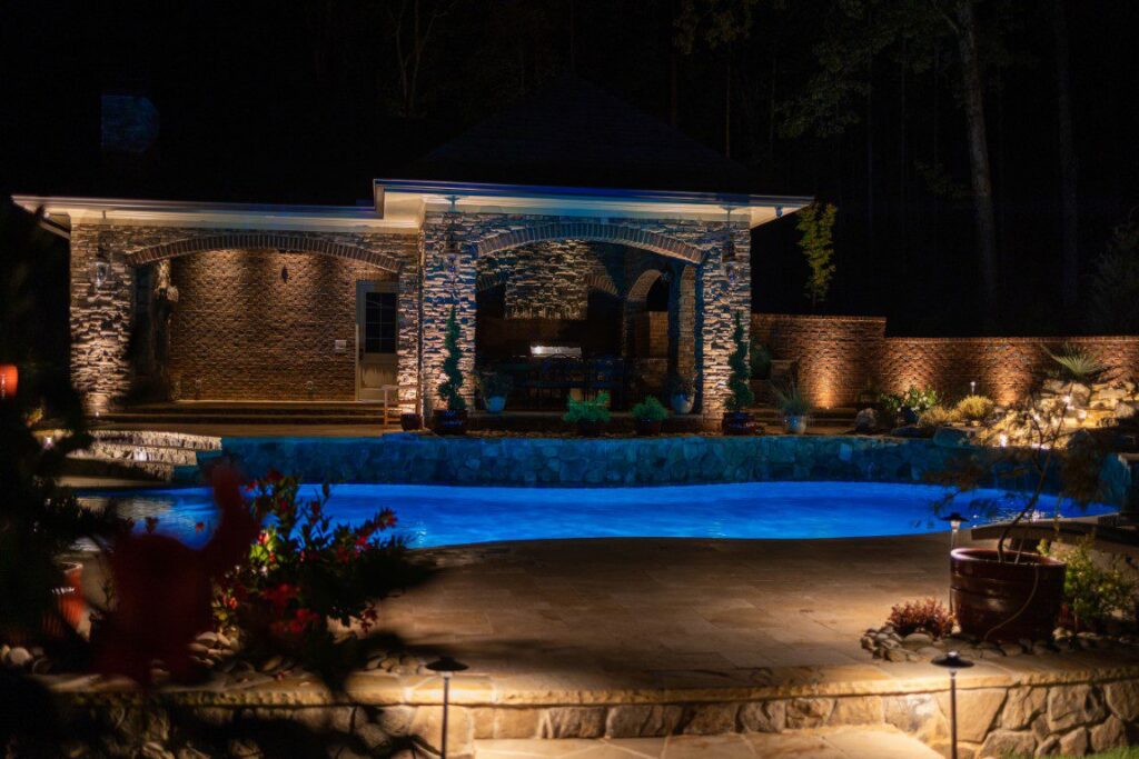 Poolside outdoor lighting